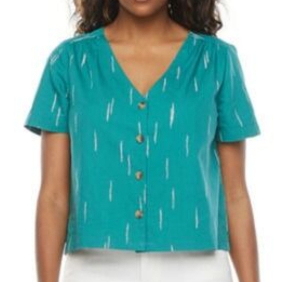 A.N.A. Lush Berry Cropped V Neck Top #2365 - Picture 1 of 6